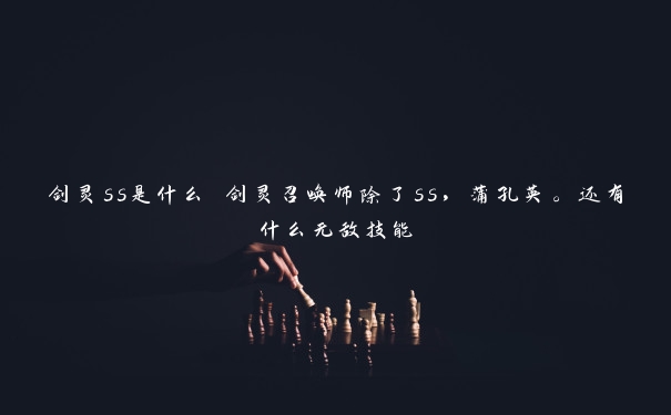 剑灵ss是什么 剑灵召唤师除了ss，蒲孔英。还有什么无敌技能