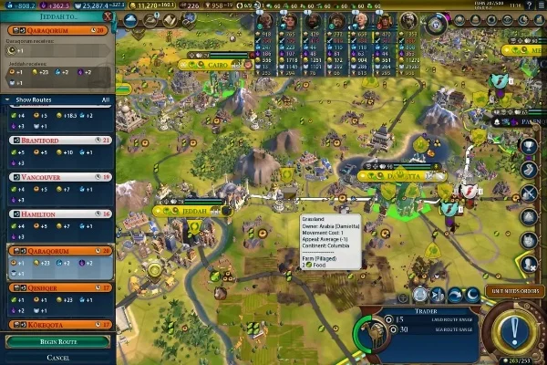 文明6商路加成详解:收益解析与影响因素