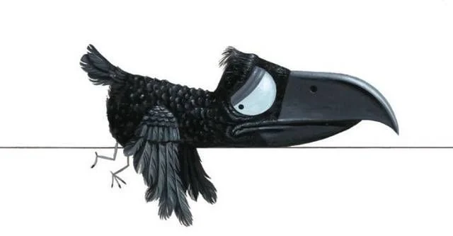 速成教程:绘制简单乌鸦的头部、身体、翅膀、尾巴及上色技巧